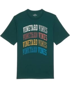 Vineyard Vines Stacked Vv Short Sleeve Tee (Toddler/Little Kid/Big Kid) | Shirts & Tops