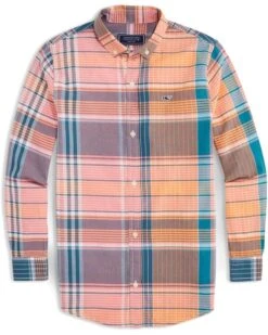 Vineyard Vines Kids Plaid Madras Whale Shirt (Little Kid) | Shirts & Tops